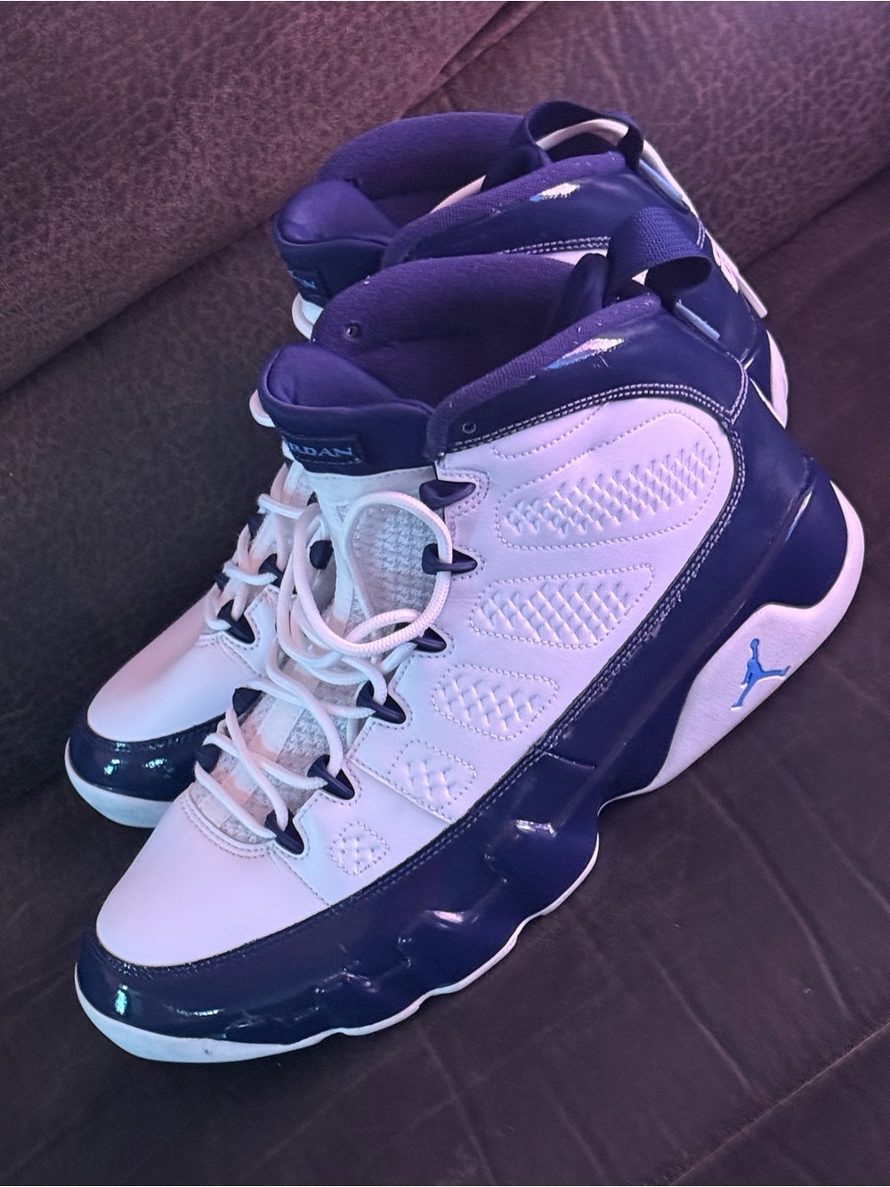 Jordan High-Top Sneakers in White & blue